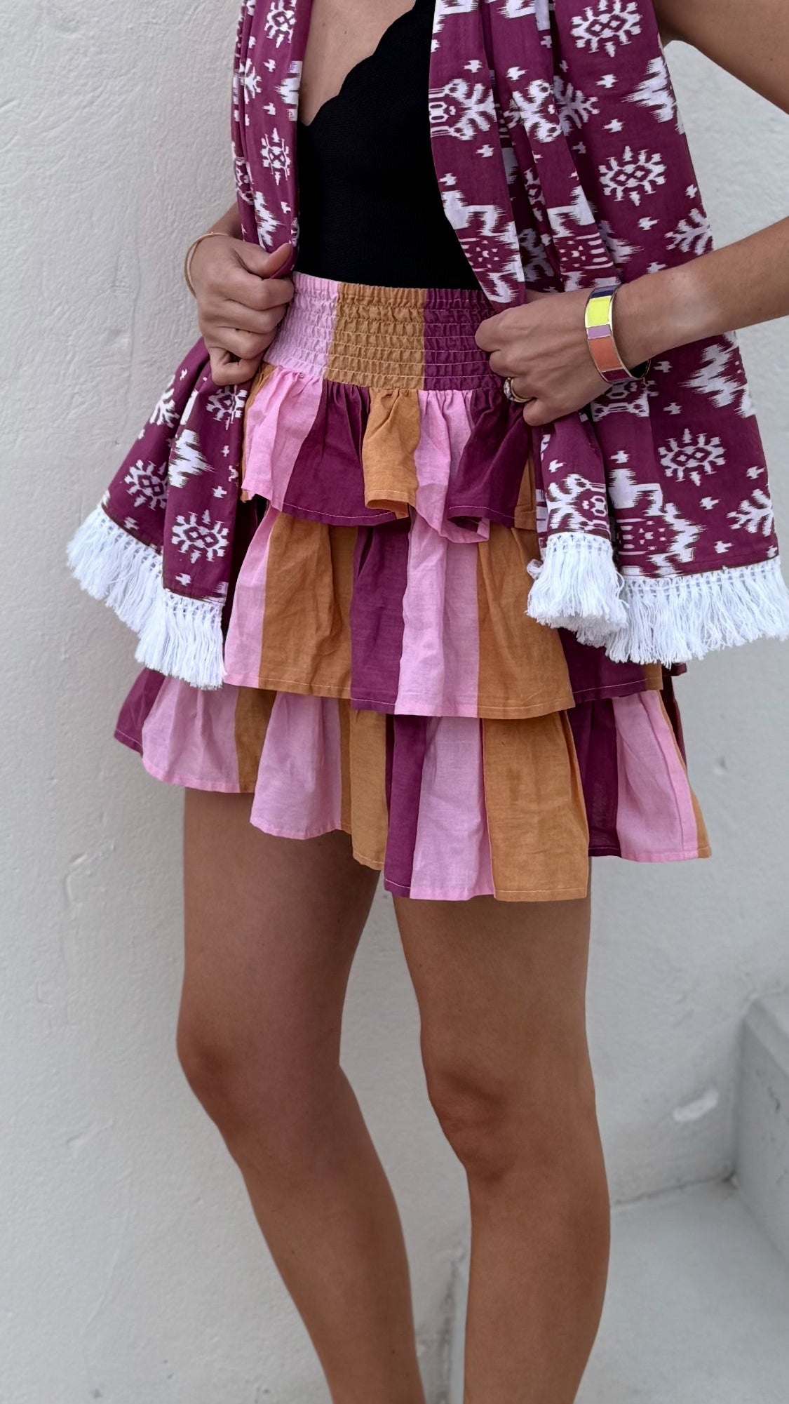 razzle skirt - berry stripe