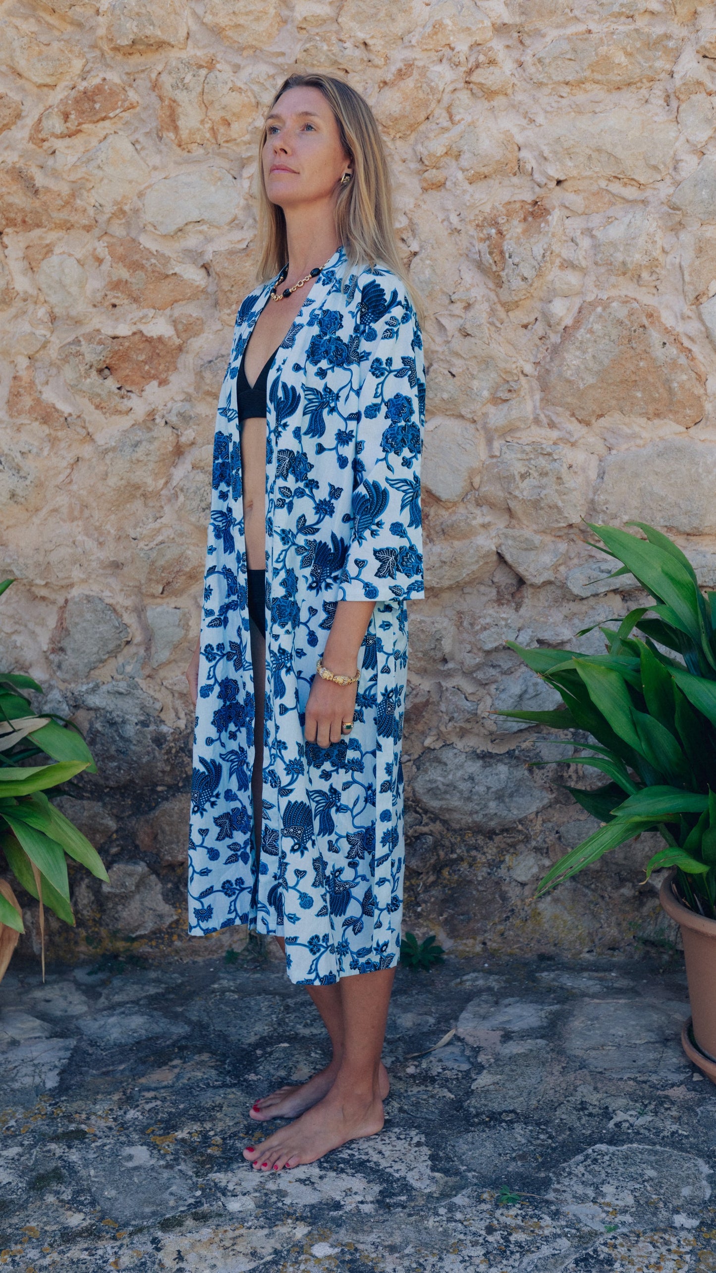 portsea long robe - blue marigold