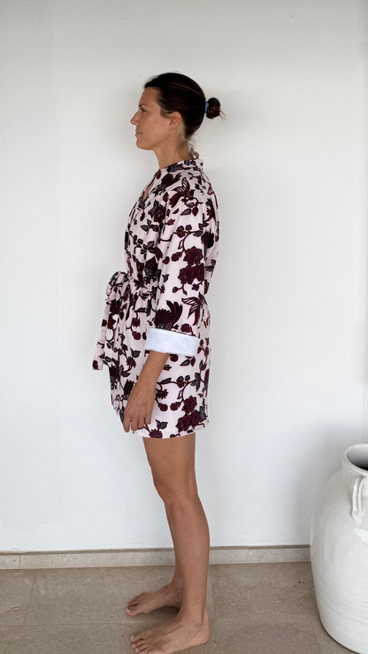 palma short towel robe - plum marigold