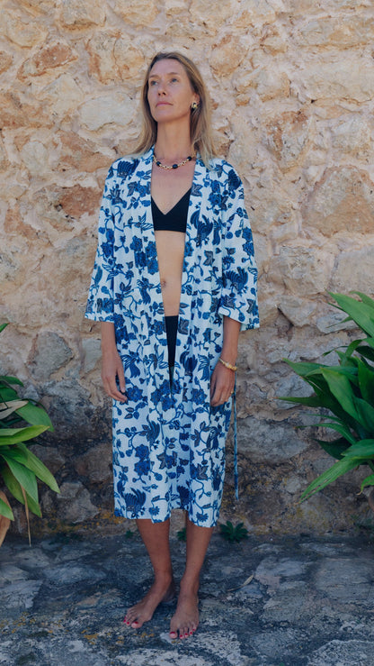 portsea long robe - blue marigold
