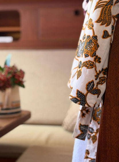 palma short towel robe - tan marigold